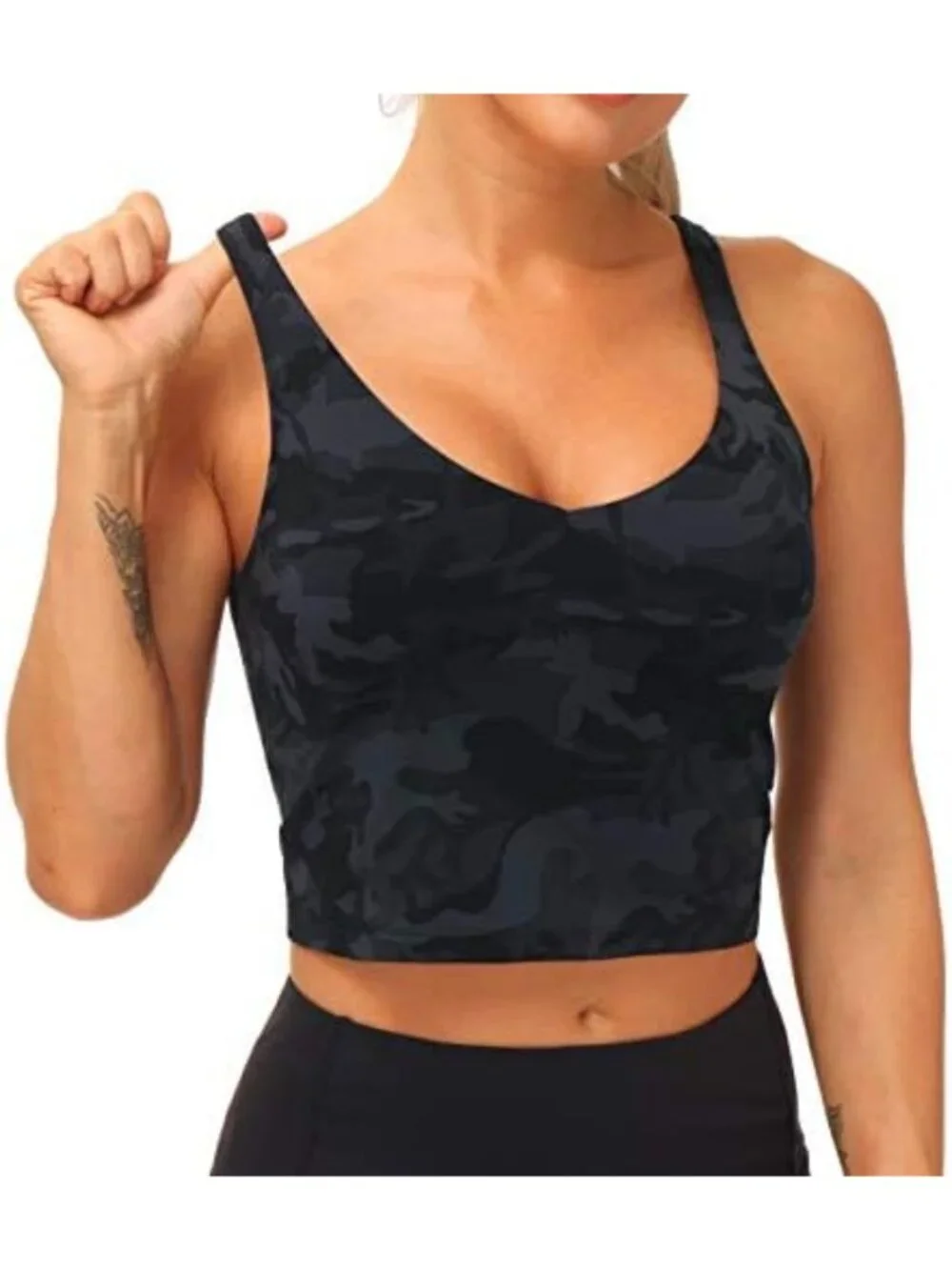 Women's Longline Wirefree Sports Bra - Padded Medium Support for Yoga & Gym